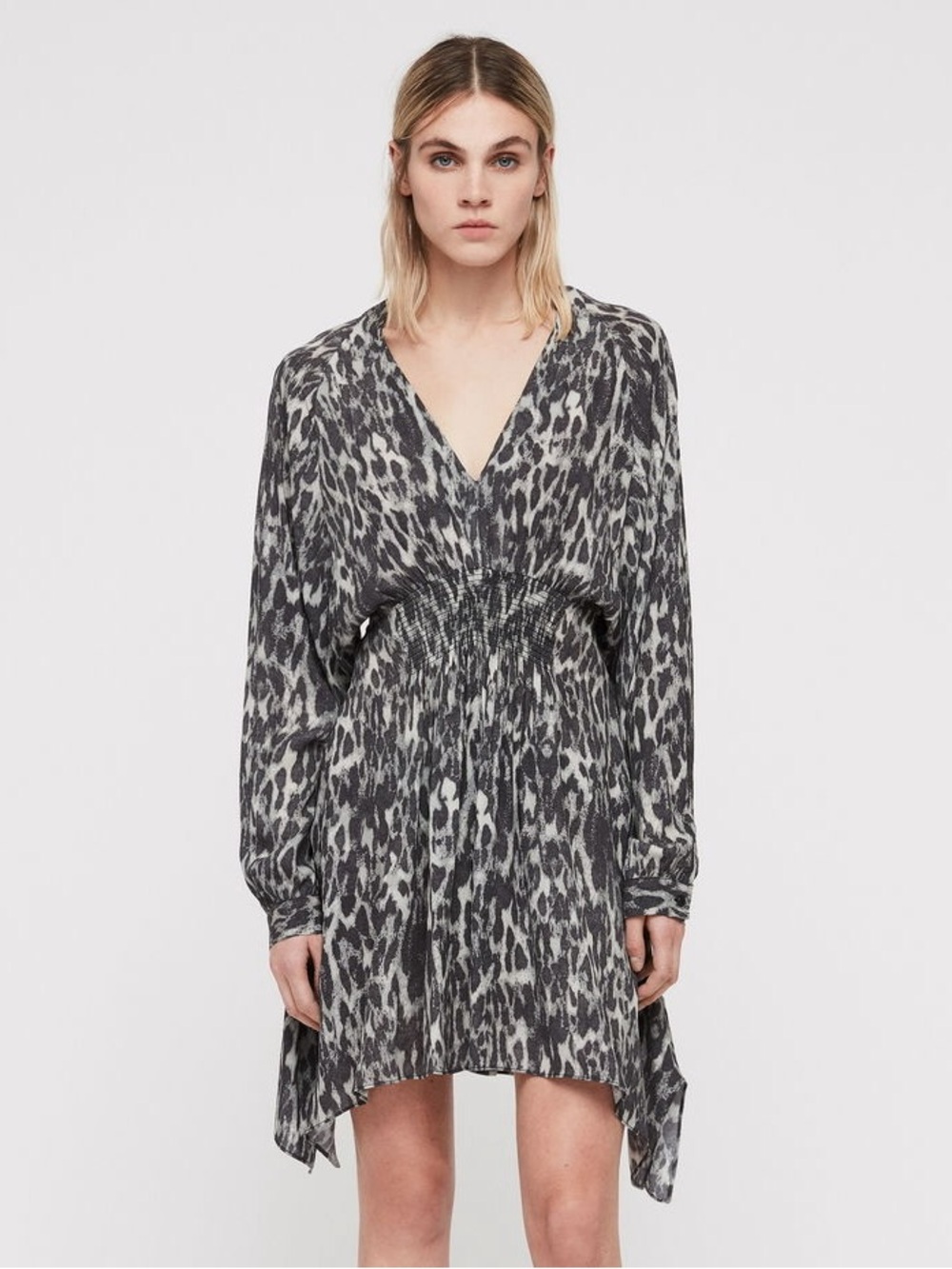 Allsaints Nichola Leo Ash Leopard Print Dress Size Size XS